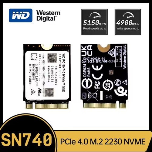 Western Digital WD SN740 1TB 2TB SSD M.2 2230 Gen4 PCIe 4.0 X4 NVMe Solid State Drive for Steam Deck Microsoft Surface ProX
