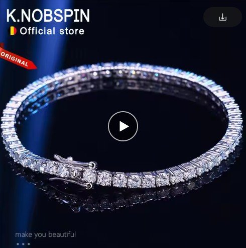 Knobspin 3mm 4mm Moissanite Tennis Bracelet Full Diamond GRA 925 Silver Plated 18k Wedding Party Jewelry Bracelets for Women Man