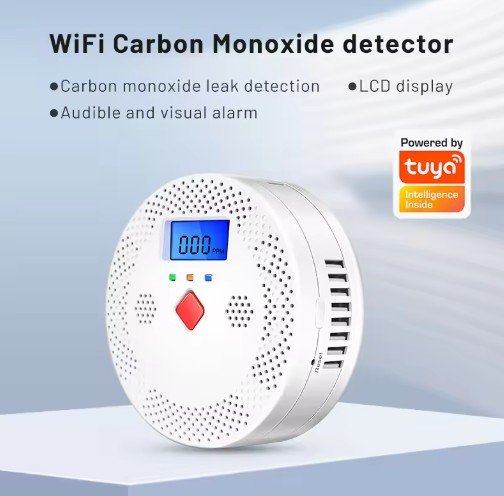 Tuya WiFi Smart Carbon Monoxide Detector Alarm 85dB Sound Warning LCD Digital Display Home Indoor Real-Time CO Monitor Poisoning