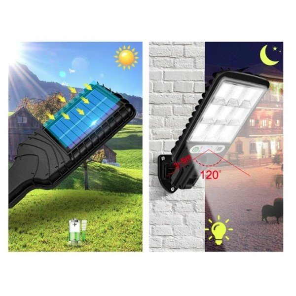 LED Solar Street Light Waterproof RIR Motion Sensor With 3 Lighting Modes For Garden Patio Path Yard Garage Wall Lamp