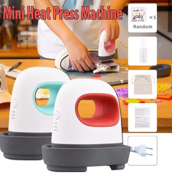 2025 New Portable Mini Iron Heat Press Machine Short Sleeve DIY Label Hot Stamping Machine T-Shirt Printing Easy Heating Transfe