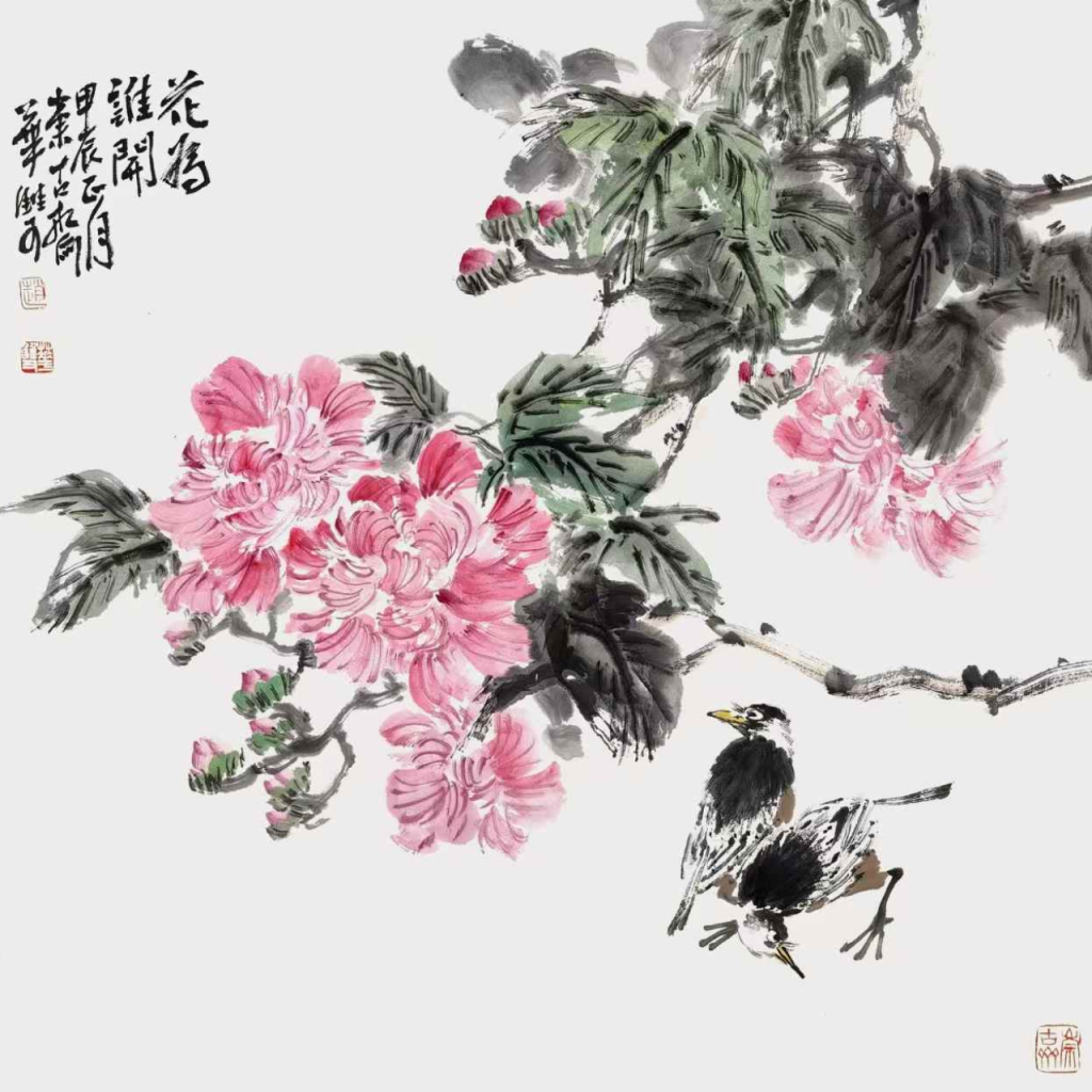 Zhao Huashuang’s painting : “For Whom the Flowers Bloom-花为谁开
