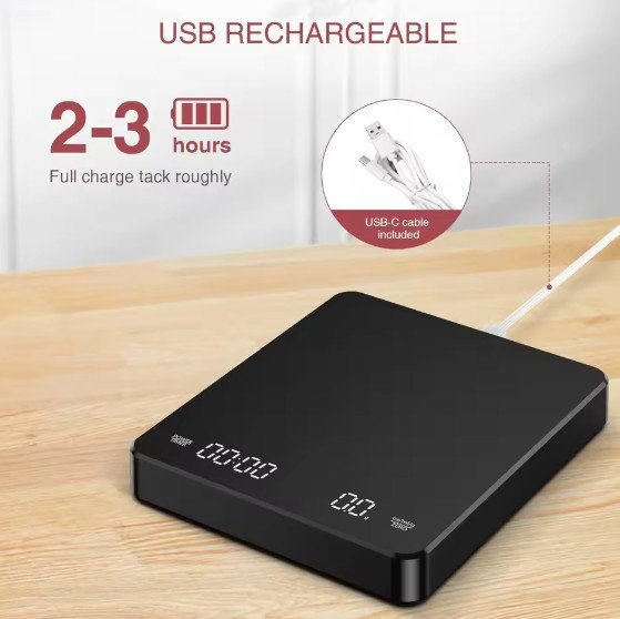 Household electronic kitchen scale, high-precision digital coffee scale with timer, small platform scale for baking food, portab