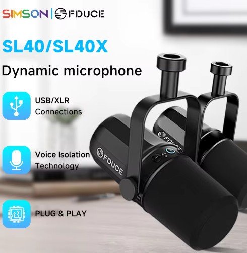 FDUCE SL40X/SL40 USB/XLR Dynamic Microphone With Built-in Headset Output & Sound Insulation,For Podcasts,Games, Live Broadcast
