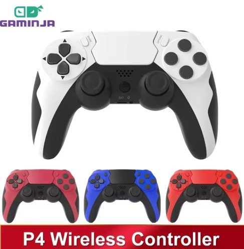 GAMINJA Wireless Controller Bluetooth Gamepad Double Vibration 6Axis Joypad Touchpad Microphone Earphone Port For PS4 PS3 PC