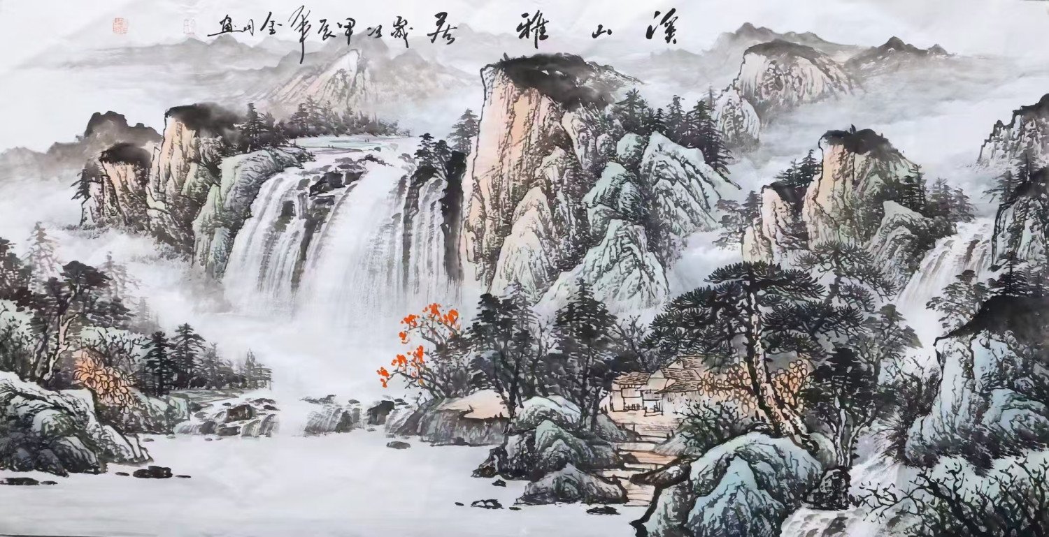 Jin Yue’s painting：Xi Shan Ya Ju-溪山雅居
