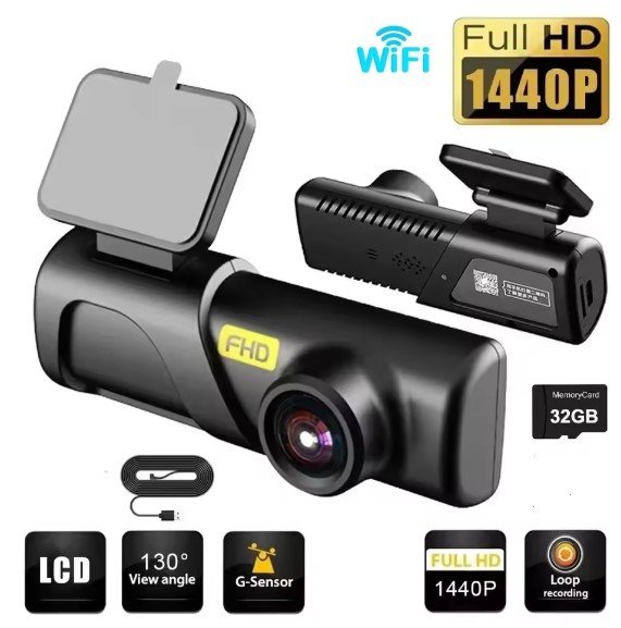 2k 1440P HD WiFi Dash Cam for Car DVR Camera Video Recorder Auto Night Vision WDR Voice Control Wireless 24H Parking Mode