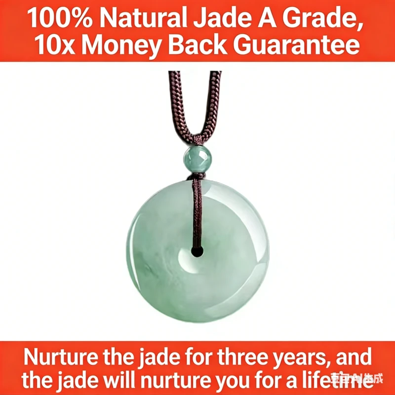 100% Natural Grade A Jadeite Floating Flower Safety Buckle Pendant for Men and Women