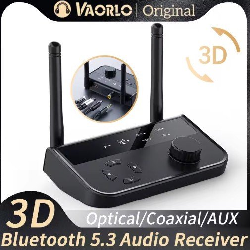 3D Stereo Bluetooth 5.3 Audio Receiver Optical/Coaxial/3.5mm AUX Analog Digital Signal Output Wirelss Adapter For Car Speaker