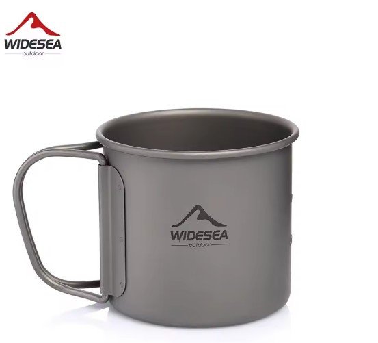 Widesea Camping Mug Titanium Cup Tourist Tableware Picnic Utensils Outdoor Kitchen Equipment Travel Cooking Set Cookware Hiking