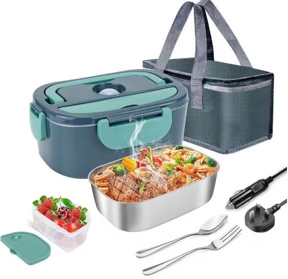 1.5 L 60W Electric Lunch Box Food Warmer Portable Food Heater for Car Or Home - Leak Proof, Lunch Heating Microwave for Truckers