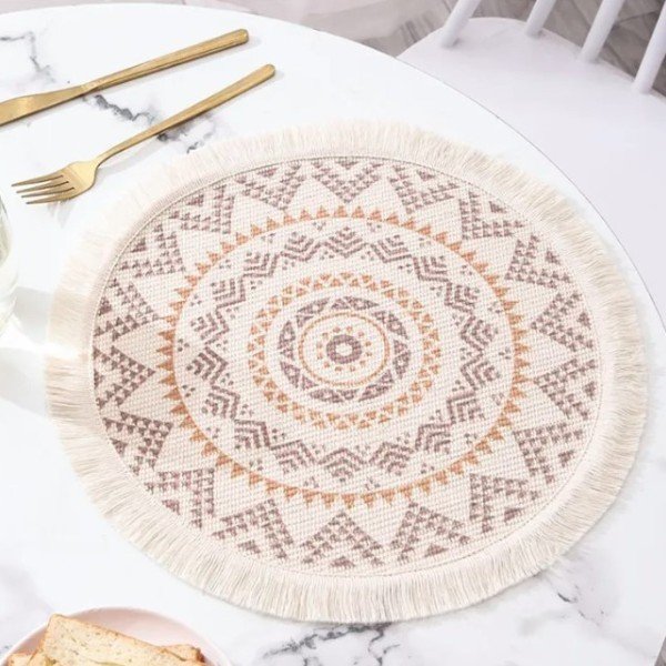 Table Mat Eco-friendly Vintage Style Round Heat Insulation Foldable Bowl Coasters for Home