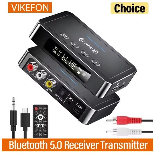 Wireless Audio Adapter Bluetooth 5.0 Receiver Transmitter FM Stereo AUX 3.5mm Jack RCA Optical Handsfree Call NFC TV Car Speaker