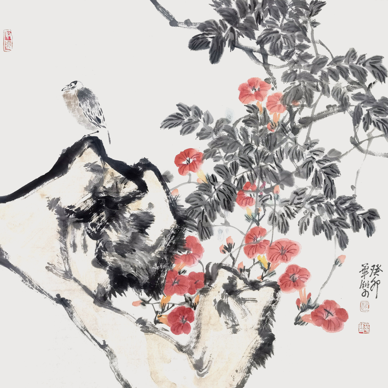Zhao Huashuang’s painting ： Lingxiao Overflowing with Fragrance-凌霄溢香